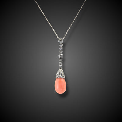 Platinum Belle Epoque necklace with coral and diamonds - #2