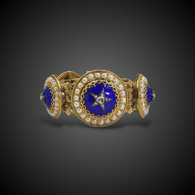 Gold enameled bracelet with stars - #1