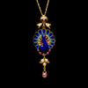 Art Nouveau Pauwenhanger met email, parels en robijn