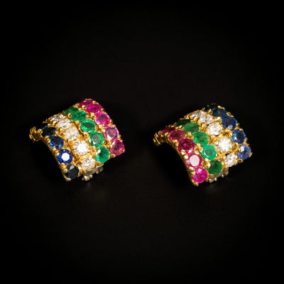 Vintage earrings with sapphire, emerald and ruby - #2