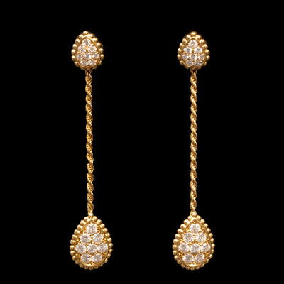 Vintage gold earrings with diamonds - #1