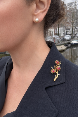 Takbroche met robijn en diamant - #7