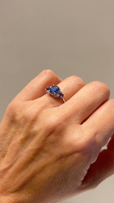 Witgouden ring met saffier en diamant - #6