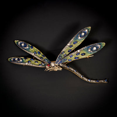 Dragonfly brooch with plique-a-jour enamel - #1