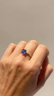 Platina ring met saffier en diamant - #5