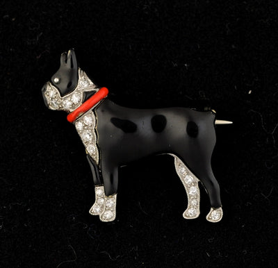 Platinum Art Deco Boston Terrier brooch - #1