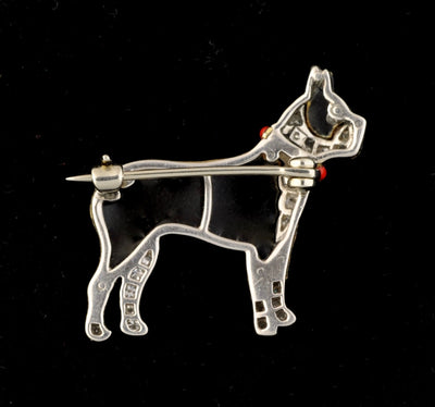 Platina Art Deco bostonterriër broche - #2