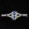 Art Deco broche met aquamarijn, saffier en diamant