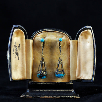Artisinal antique turquoise earrings - #1