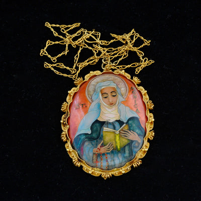 Large oval pendant in gold and enamel - #3