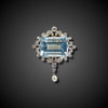 Belle Époque brooch/pendant with aquamarine, pearl and diamond