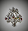 Brooch, flower basket with gemstones - #3