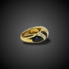 Vintage gold ring with diamond and black enamel