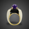 Vintage gold ring with amethyst, diamond and enamel