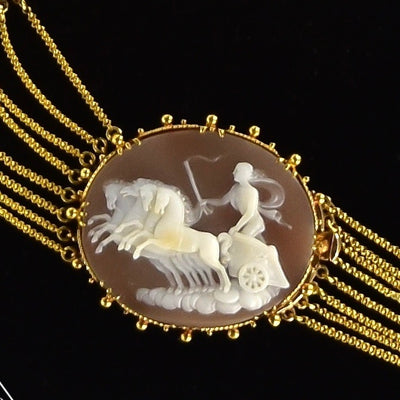 Gold Empire necklace with three cameos - #2