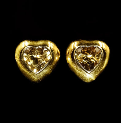 Heart-shaped gold earrings with citrines - #1