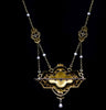 Neo-classical gold necklace with enamel, pearls and diamonds - #3