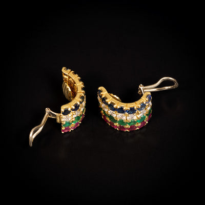 Vintage earrings with sapphire, emerald and ruby - #3