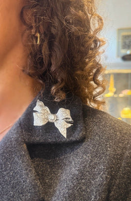 Art Deco strikbroche in platina met diamant - #3