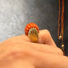 Vintage gold ring with red coral - #7