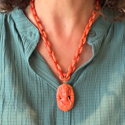 Antique coral necklace and pendant - #7