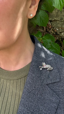 Antieke broche, kat met bal - #5