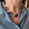 Antique necklace with amethyst and natural pearls - #7