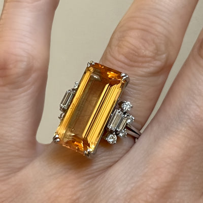 Witgouden ring met topaas en diamant - #6