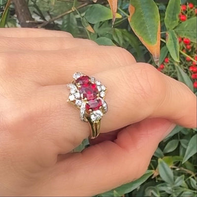 Vintage gold ring with ruby ​​and diamond - #5