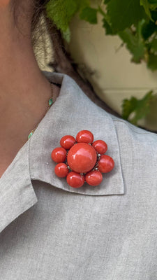 Antieke broche met grote koralen - #4