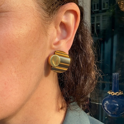 Gouden clipoorbellen met tijgeroog - #3