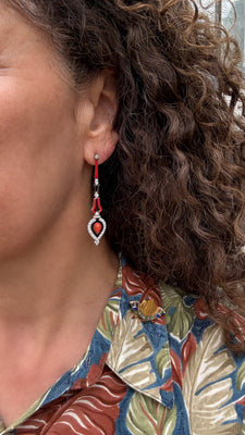 Platina oorbellen in Art Deco-stijl - #2