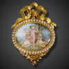 Romantic brooch with putti in painted enamel