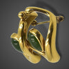 Beautiful gold brooch with nephrite jade - #4