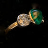 Three-stone gold ring with emerald and diamond - #3