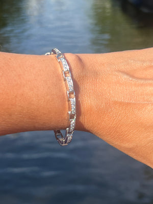 Platinum link bracelet with diamondS - #8