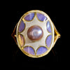 Art Nouveau ring with window enamel and bouton pearl