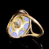 Art Nouveau ring with window enamel and bouton pearl